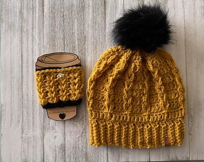 Beanie and Coffee Cozy: Black Maize - image5